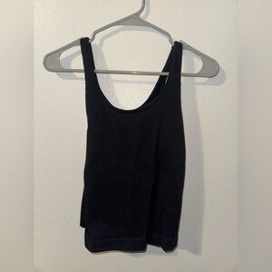 a new day Black Ribbed Scoop Tank Top